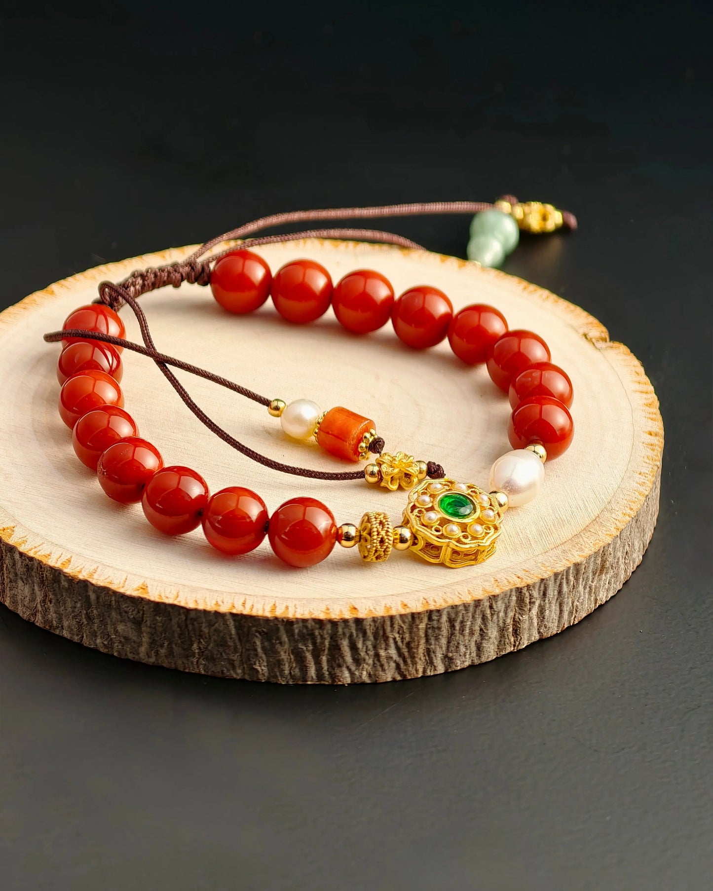 Red Agate and Pearl Bracelet Plumwhisper