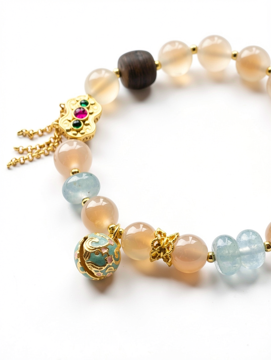 "Amber Dusk Promise" Yellow Agate Bracelet