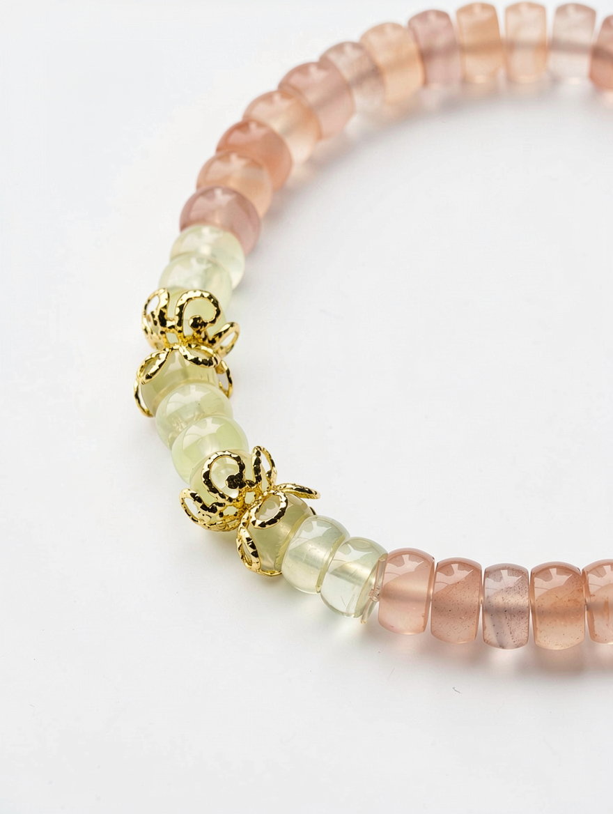"Petal & Ember" Rose Quartz Bracelet