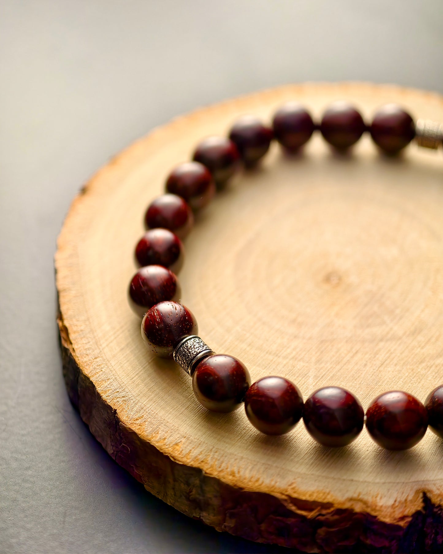 Rosewood Meteorite Talisman Mala – Clarity, Balance & Protection Bracelet