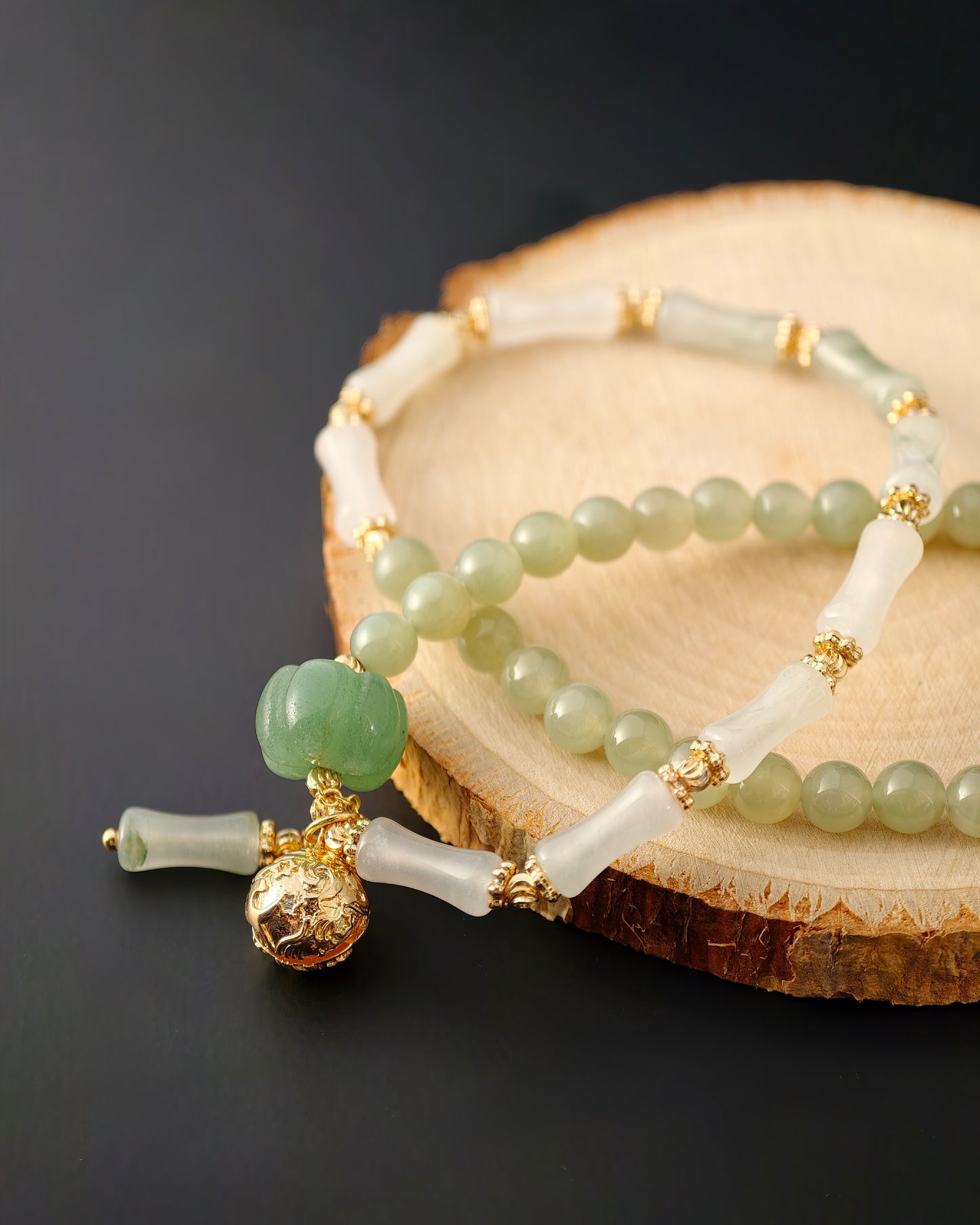 Hetian Jade “Bamboo & Abundance” Double-Layer Bracelet