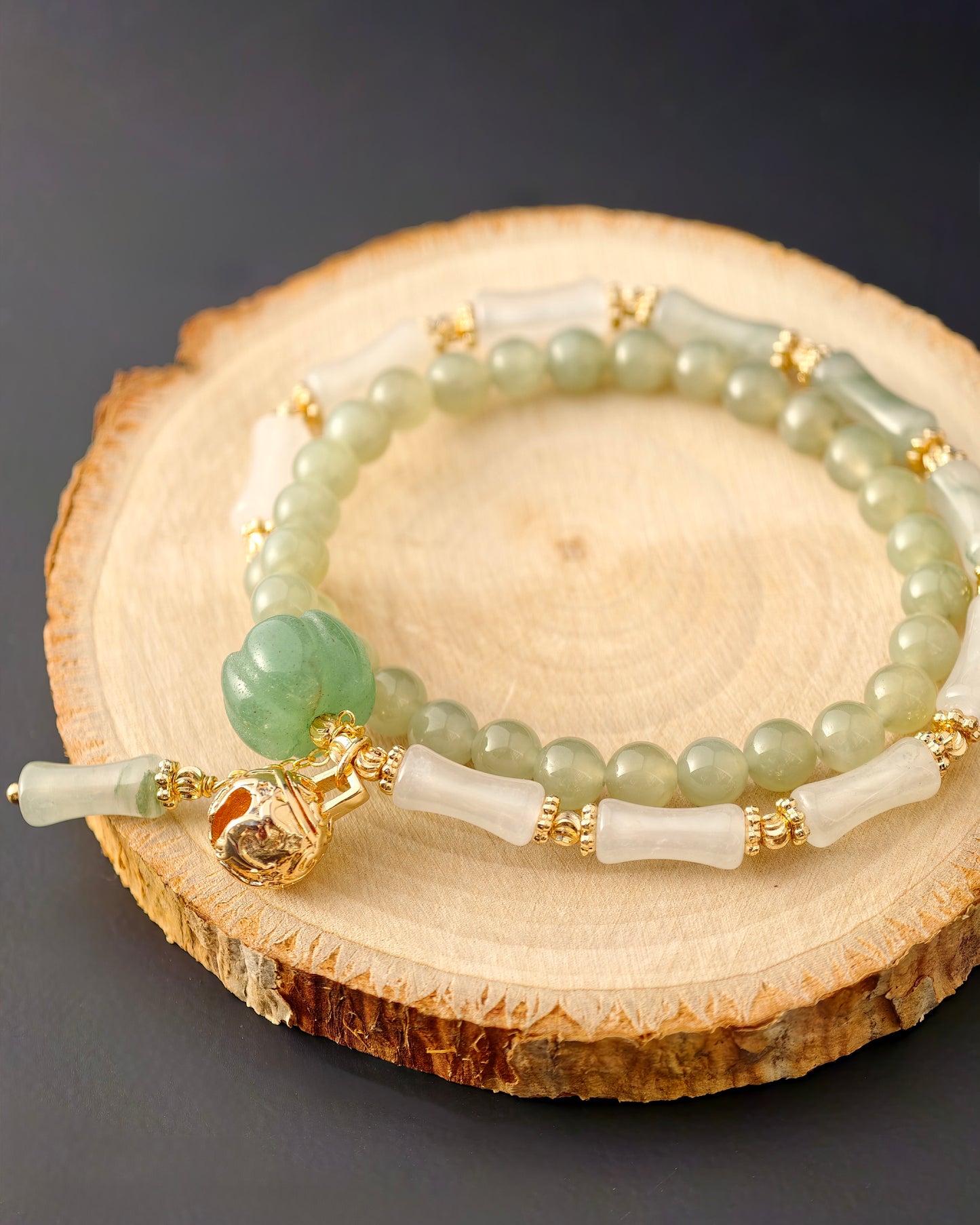 Hetian Jade “Bamboo & Abundance” Double-Layer Bracelet