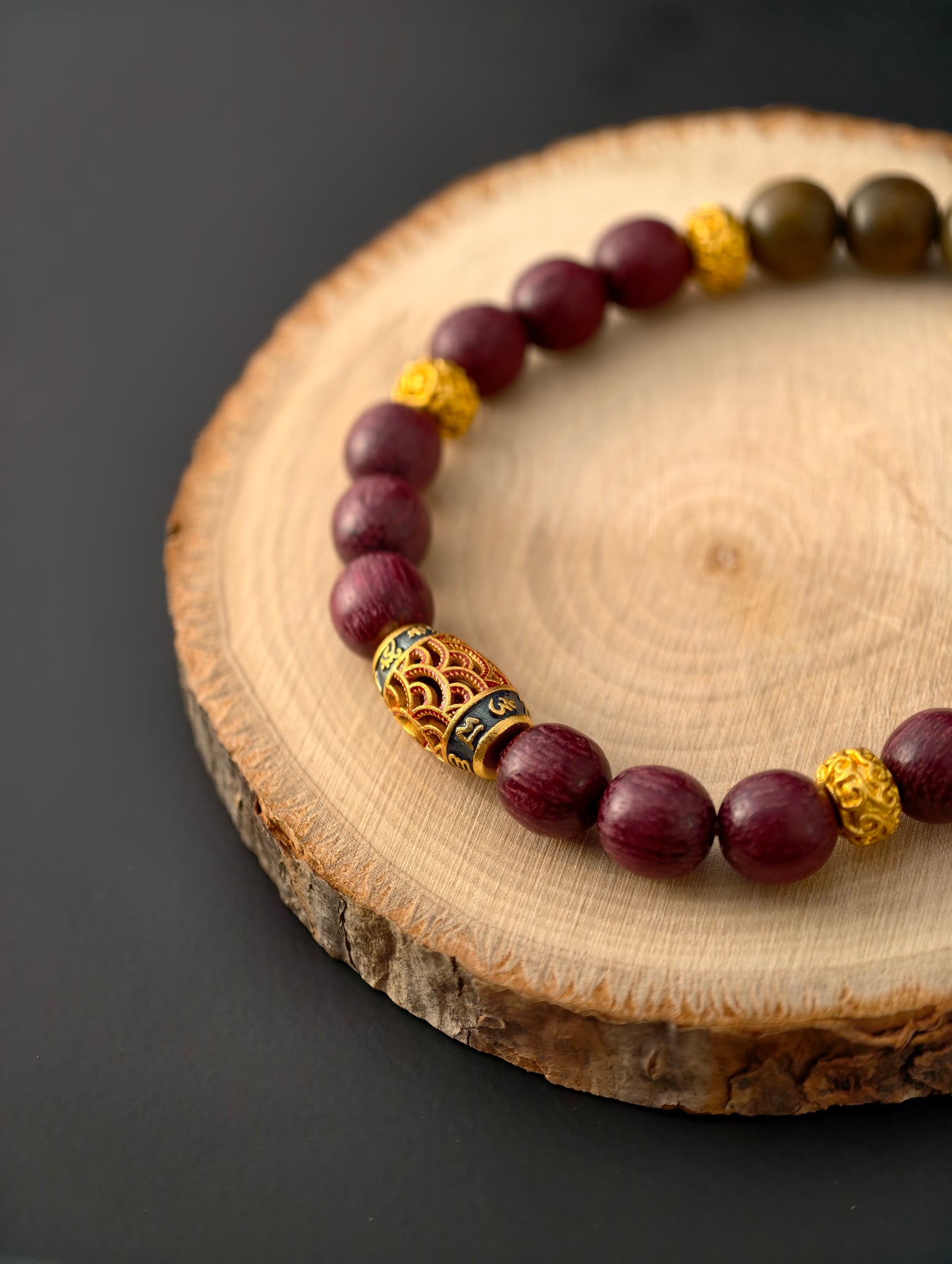Zitan & Lvtan Four-Leaf Harmony Mala Bracelet