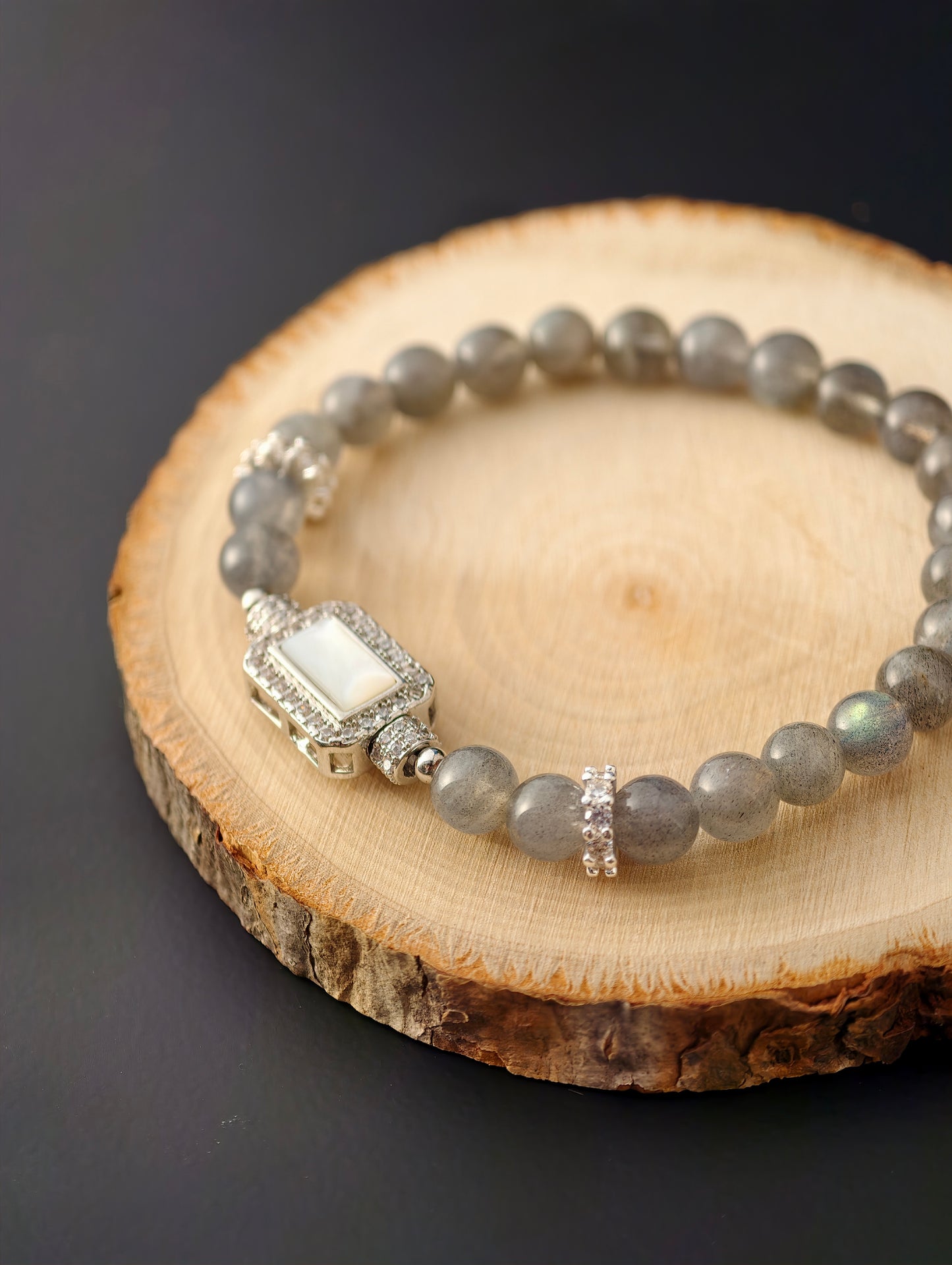 Gray Moonstone & S925 Silver “Lunar Serenity” Bracelet