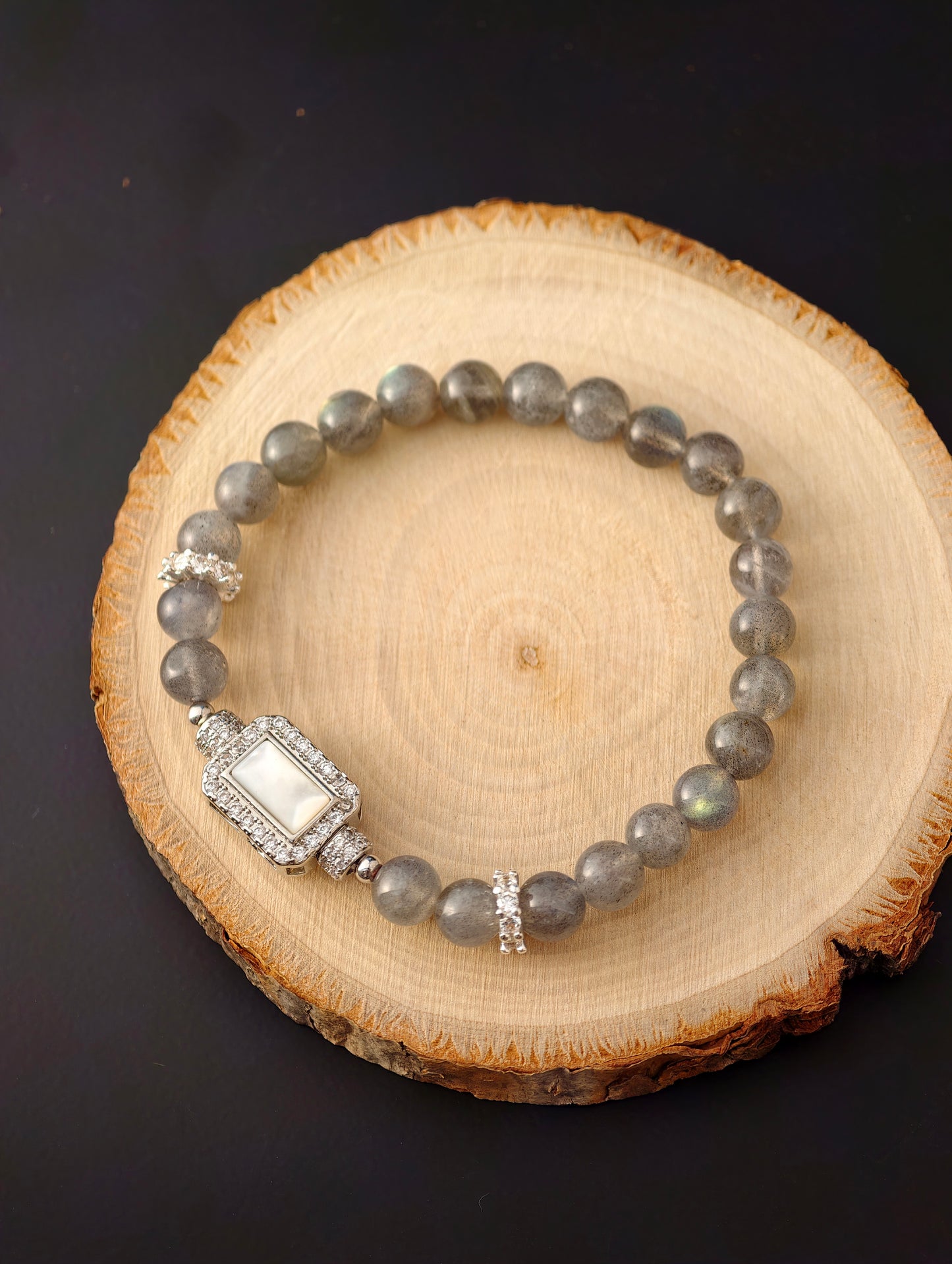 Gray Moonstone & S925 Silver “Lunar Serenity” Bracelet