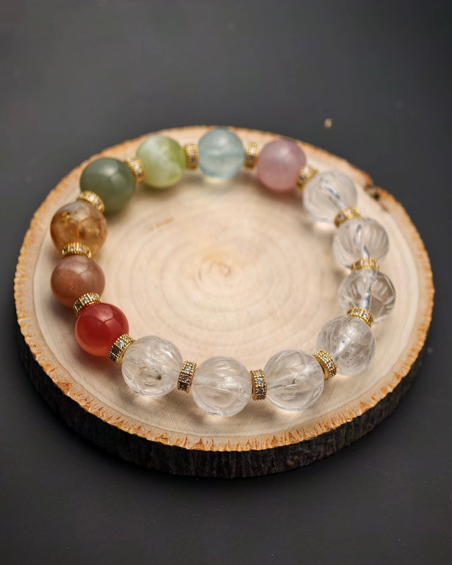 Half White Crystal Multi Fortune Bracelet Plumwhisper