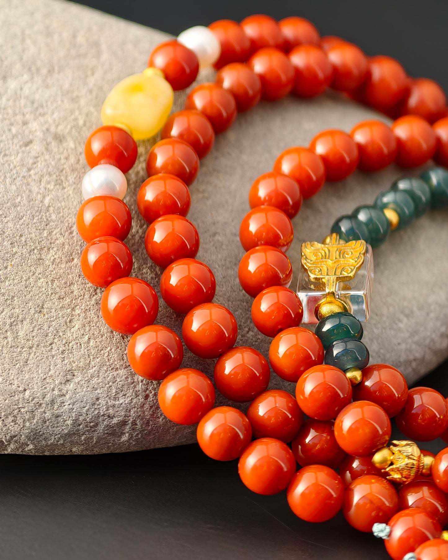 Red Agate Multi-Loop Bracelet