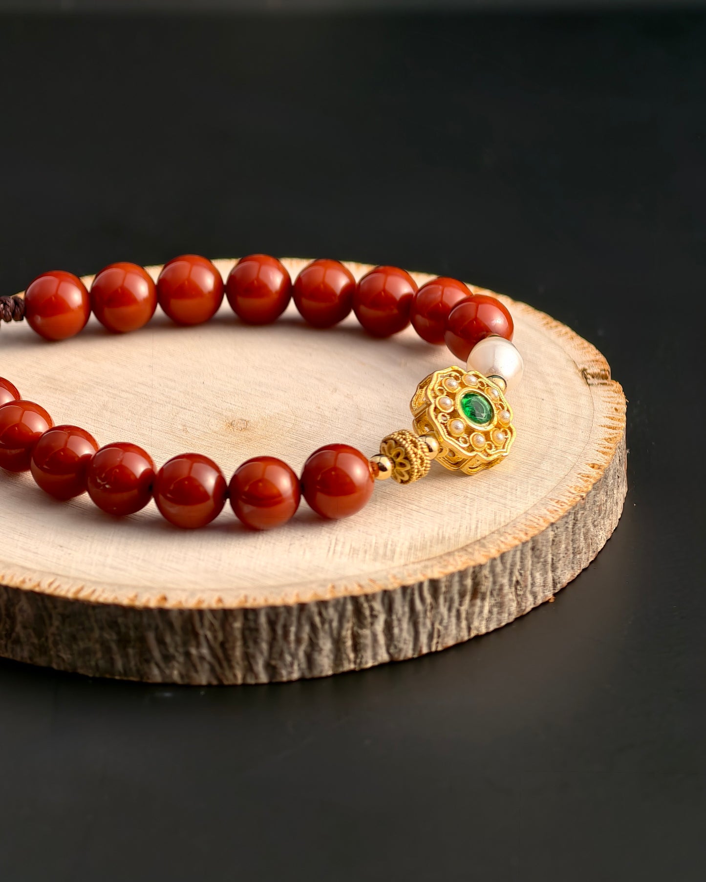 Red Agate and Pearl Bracelet
