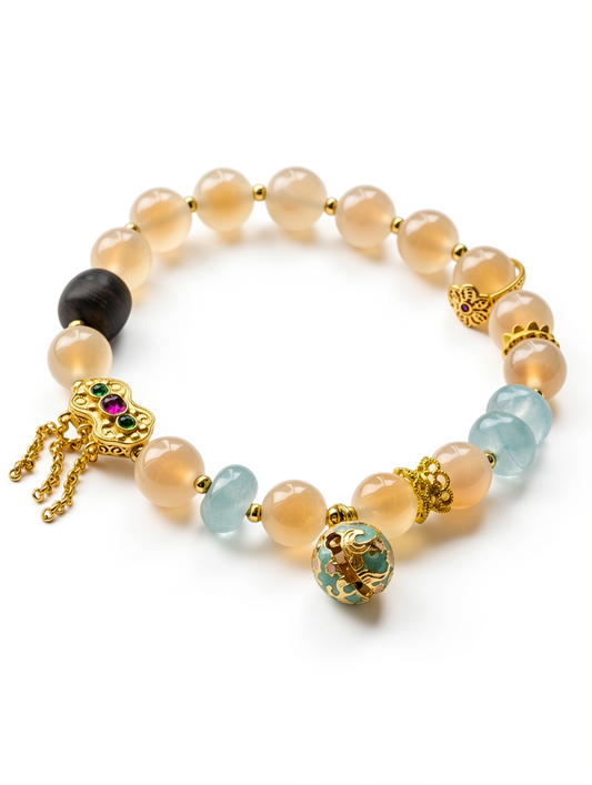 "Amber Dusk Promise" Yellow Agate Bracelet