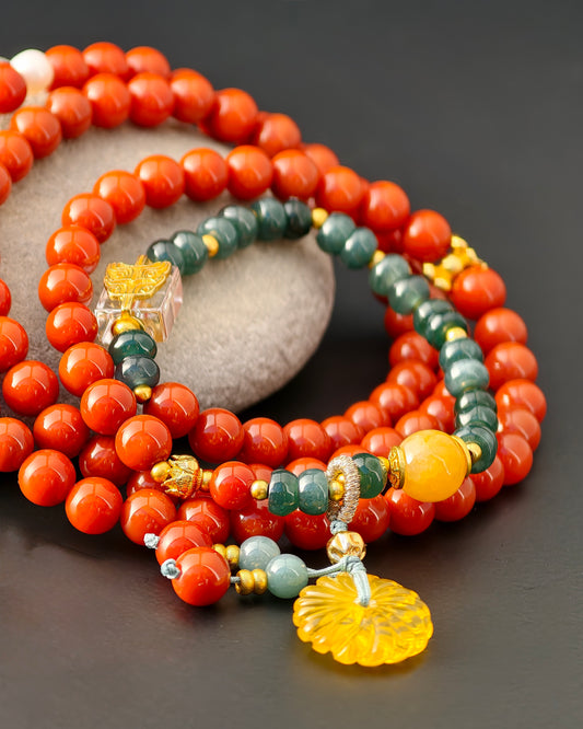 Red Agate Multi-Loop Bracelet