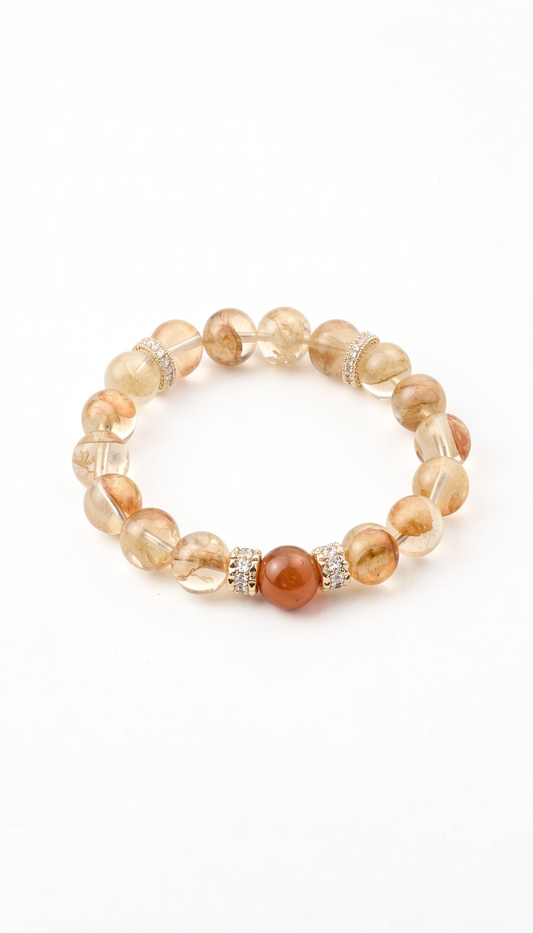 Fanta-Colored Yellow Rutile Quartz Bracelet