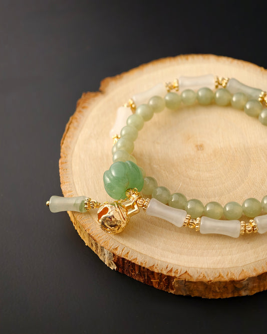 Hetian Jade “Bamboo & Abundance” Double-Layer Bracelet