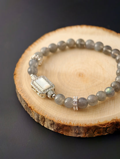 Gray Moonstone & S925 Silver “Lunar Serenity” Bracelet