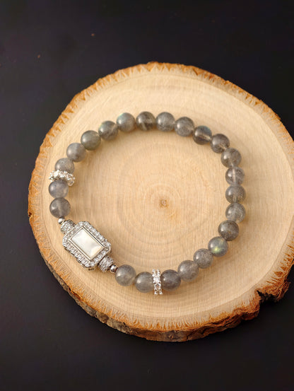Gray Moonstone & S925 Silver “Lunar Serenity” Bracelet