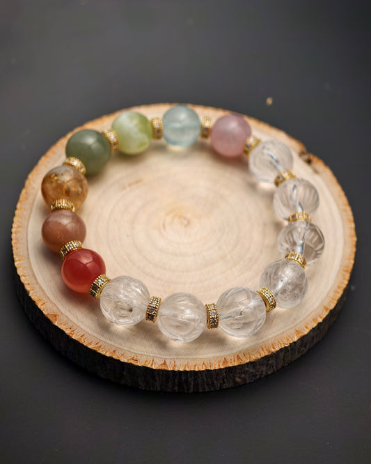 Half White Crystal Multi Fortune Bracelet
