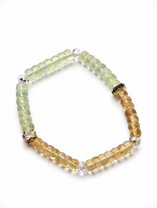 "Gilded Grove" Jade & Golden Rutilated Quartz Bracelet