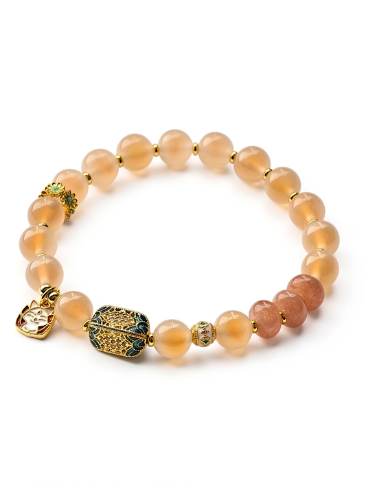 "Peach Blossom Fortune" Agate Bracelet