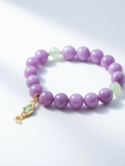 Purple Chalcedony and Gold-Enamel Tassel “Grace of Serenity