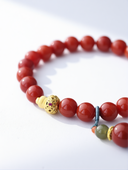 “Ember Heart” Red Agate Bracelet